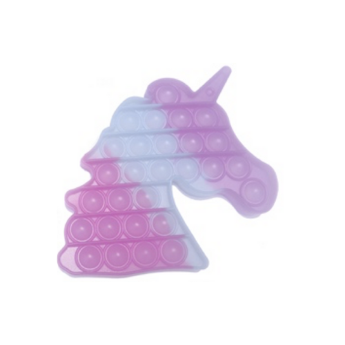 Multicolored unicorn shaped pop it toy.