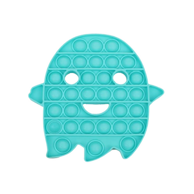 Solid teal ghost shaped pop it toy